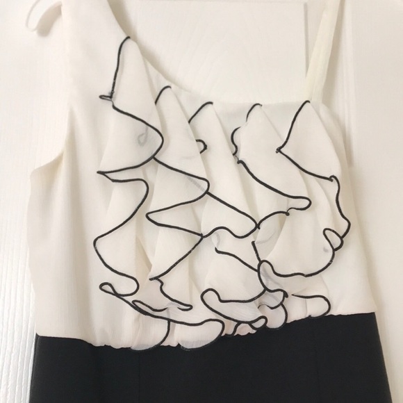 BCX one shoulder white ruffle black skirt dress - Picture 5 of 5